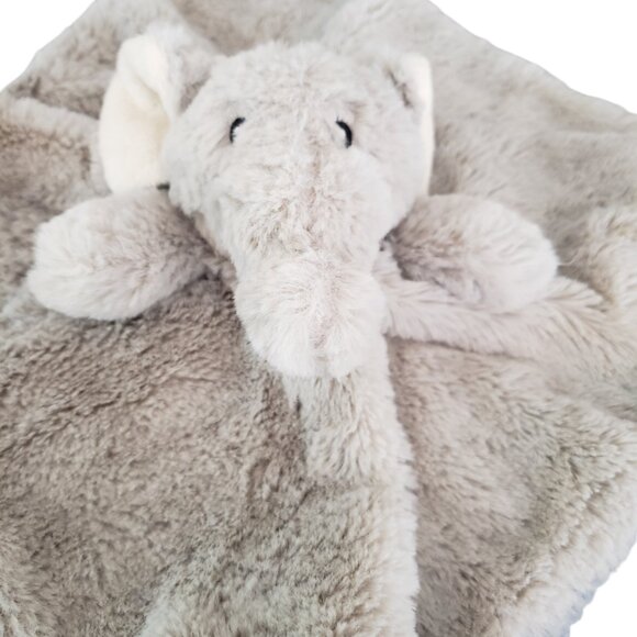 Plush Gray Elephant Baby Lovey Security Blanket Lamb Rattle Very Soft Cute - Picture 4 of 5